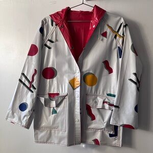 Vintage 80s - 90s Retro Reversible Rain Coat
